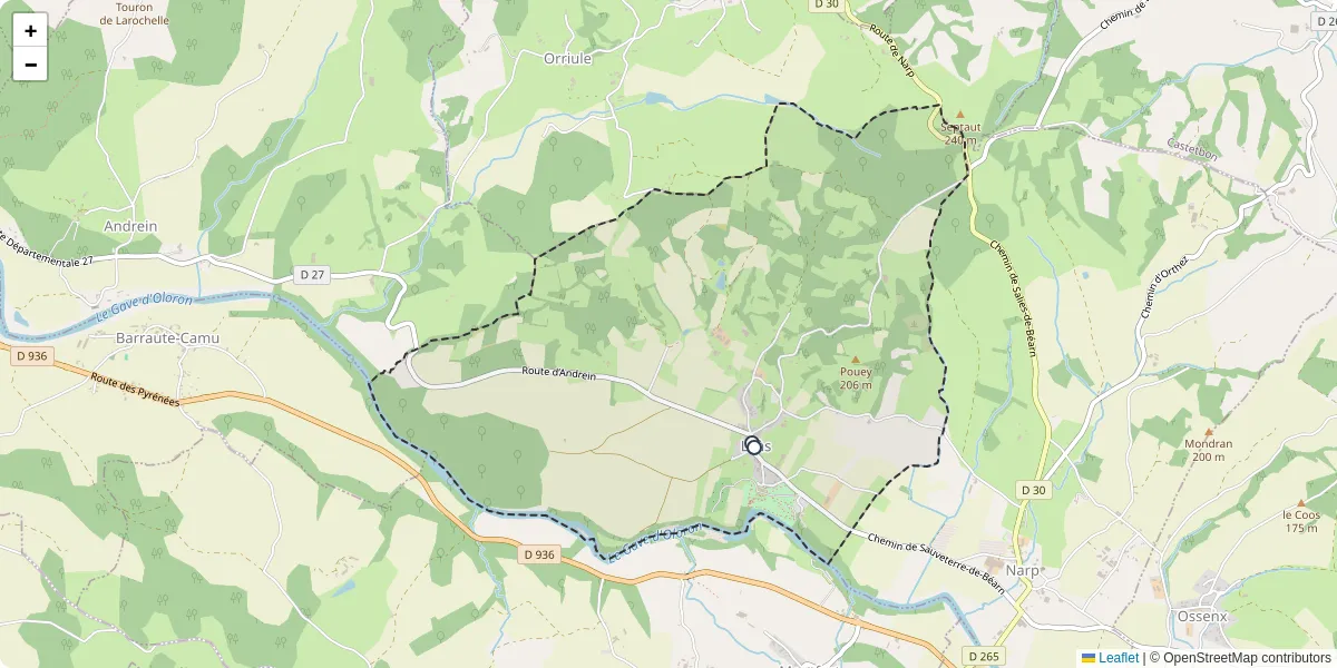 Carte du réseau de transport en commun à Laàs - lignes de bus et arrêts