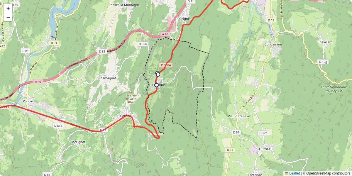 Carte du réseau de transport en commun à Labalme - lignes de bus et arrêts