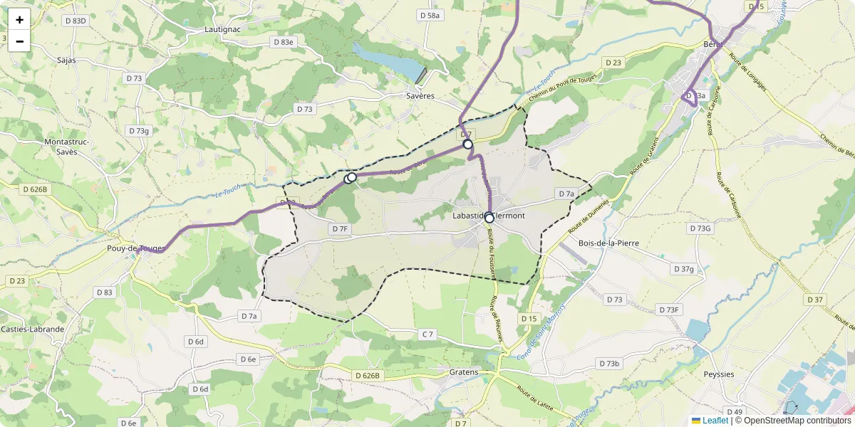Carte du réseau de transport en commun à Labastide-Clermont - lignes de bus et arrêts