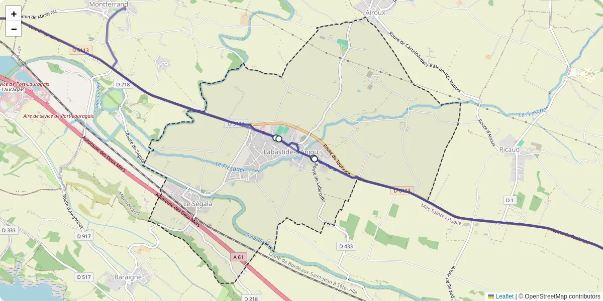 Carte du réseau de transport en commun à Labastide-d'Anjou - lignes de bus et arrêts