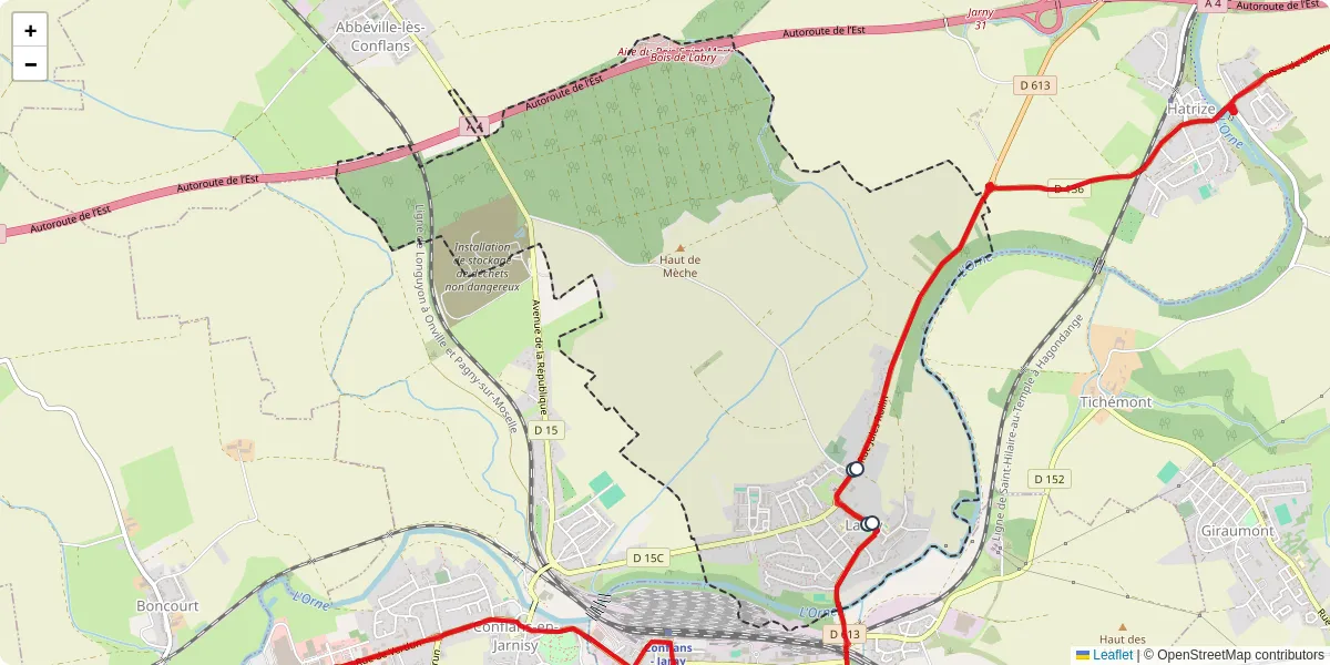 Carte du réseau de transport en commun à Labry - lignes de bus et arrêts