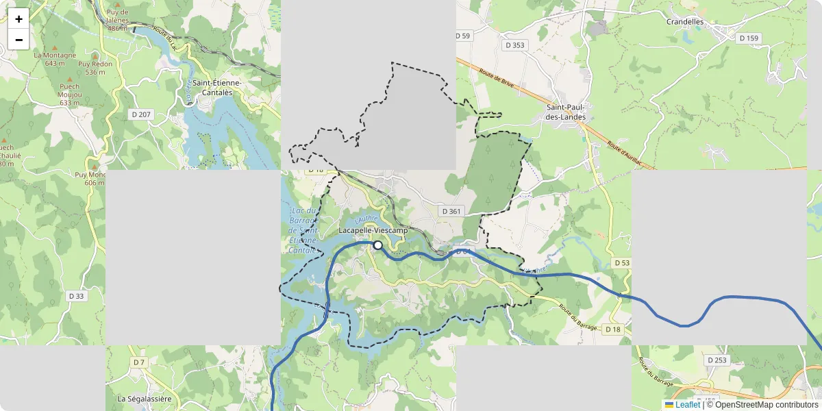 Carte du réseau de transport en commun à Lacapelle-Viescamp - lignes de bus et arrêts