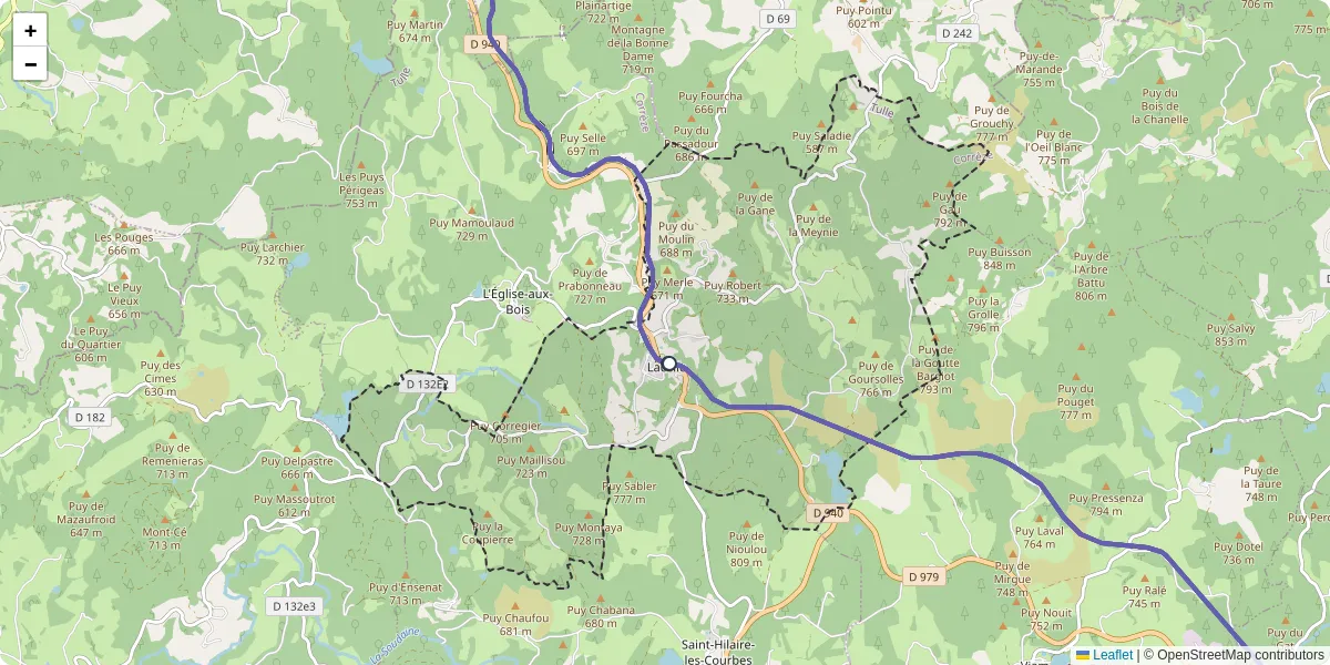 Carte du réseau de transport en commun à Lacelle - lignes de bus et arrêts