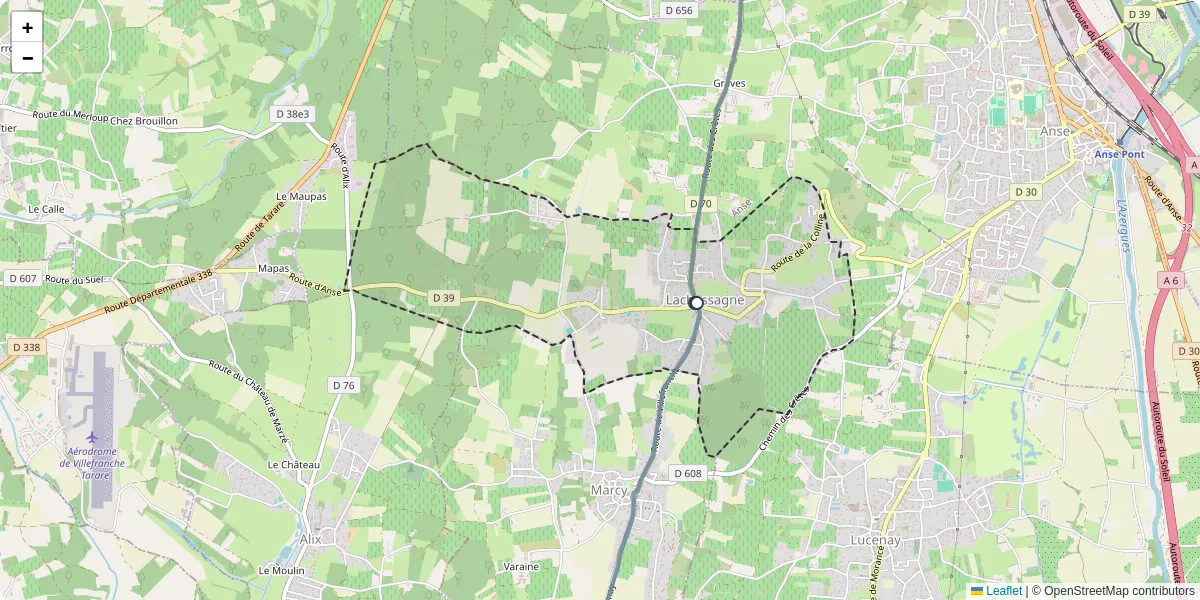 Carte du réseau de transport en commun à Lachassagne - lignes de bus et arrêts