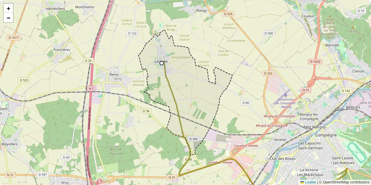 Carte du réseau de transport en commun à Lachelle - lignes de bus et arrêts