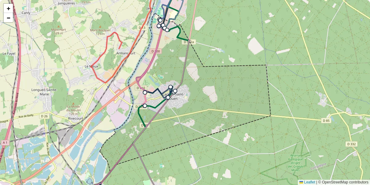 Carte du réseau de transport en commun à Lacroix-Saint-Ouen - lignes de bus et arrêts