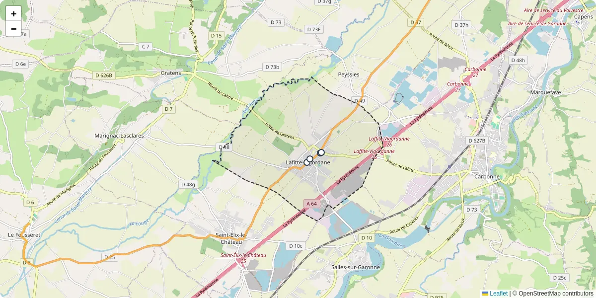 Carte du réseau de transport en commun à Lafitte-Vigordane - lignes de bus et arrêts