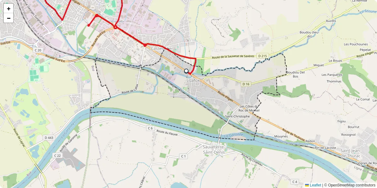Carte du réseau de transport en commun à Lafox - lignes de bus et arrêts
