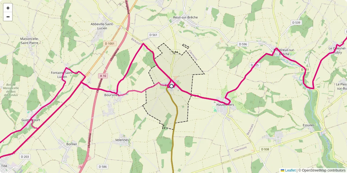 Carte du réseau de transport en commun à Lafraye - lignes de bus et arrêts