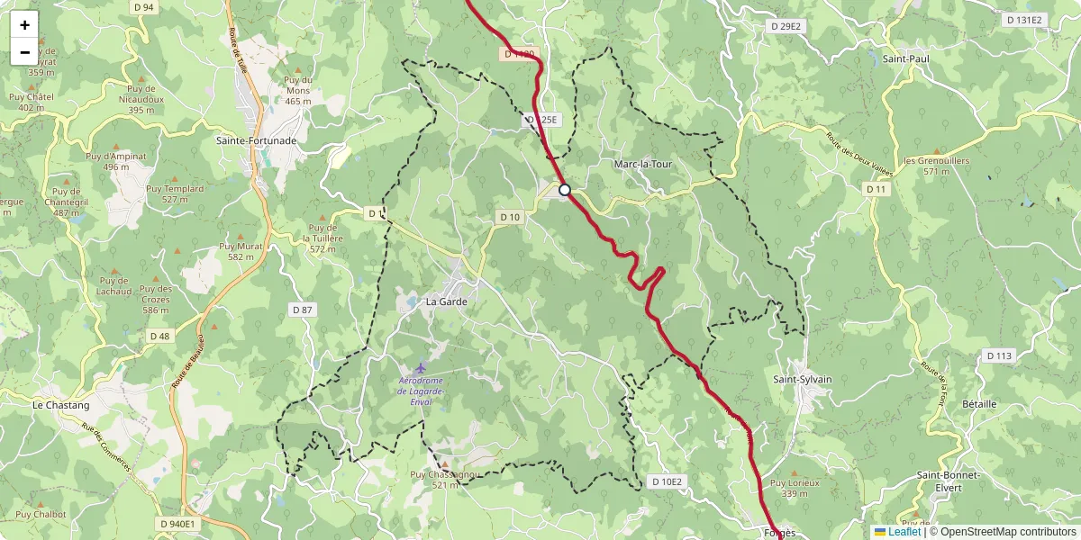Carte du réseau de transport en commun à Lagarde-Marc-la-Tour - lignes de bus et arrêts