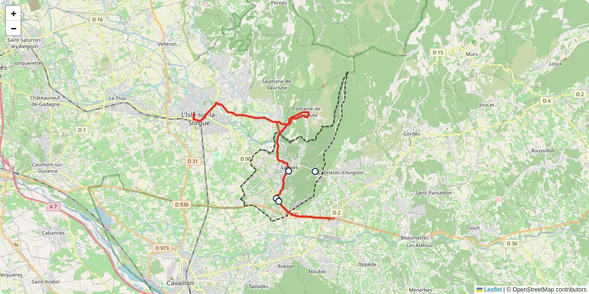 Carte du réseau de transport en commun à Lagnes - lignes de bus et arrêts