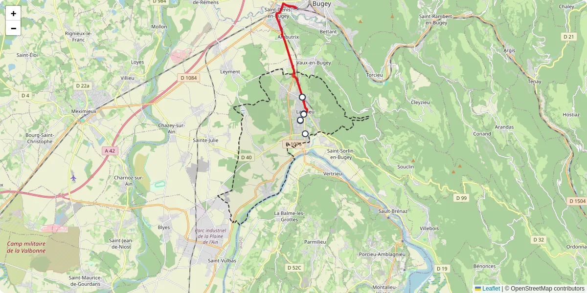 Carte du réseau de transport en commun à Lagnieu - lignes de bus et arrêts