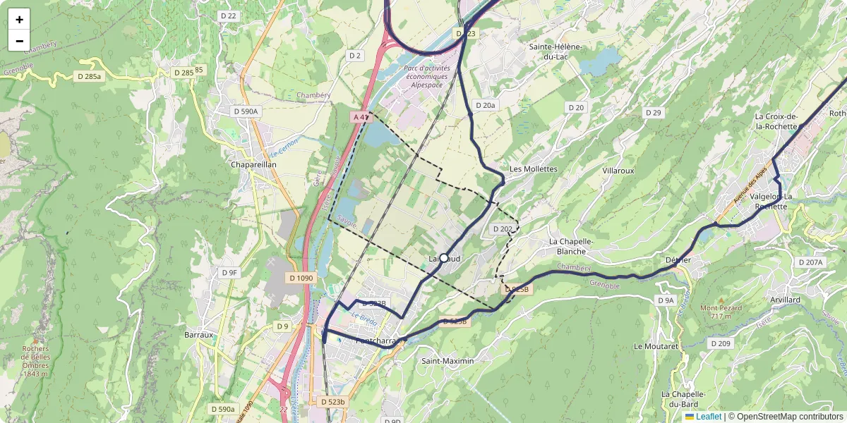 Carte du réseau de transport en commun à Laissaud - lignes de bus et arrêts