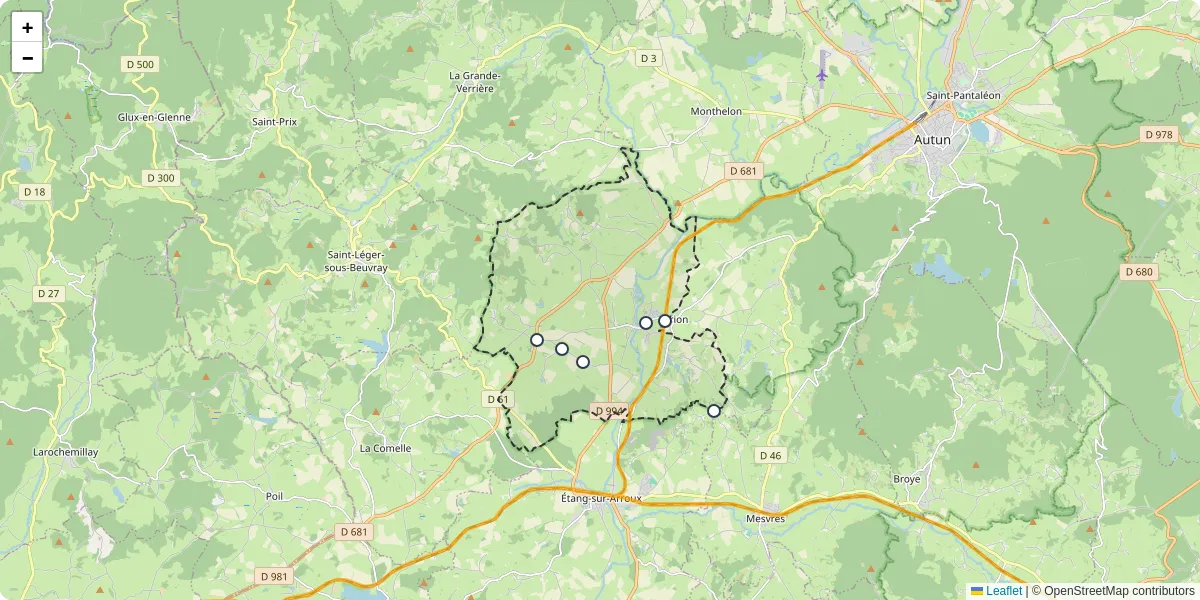 Carte du réseau de transport en commun à Laizy - lignes de bus et arrêts