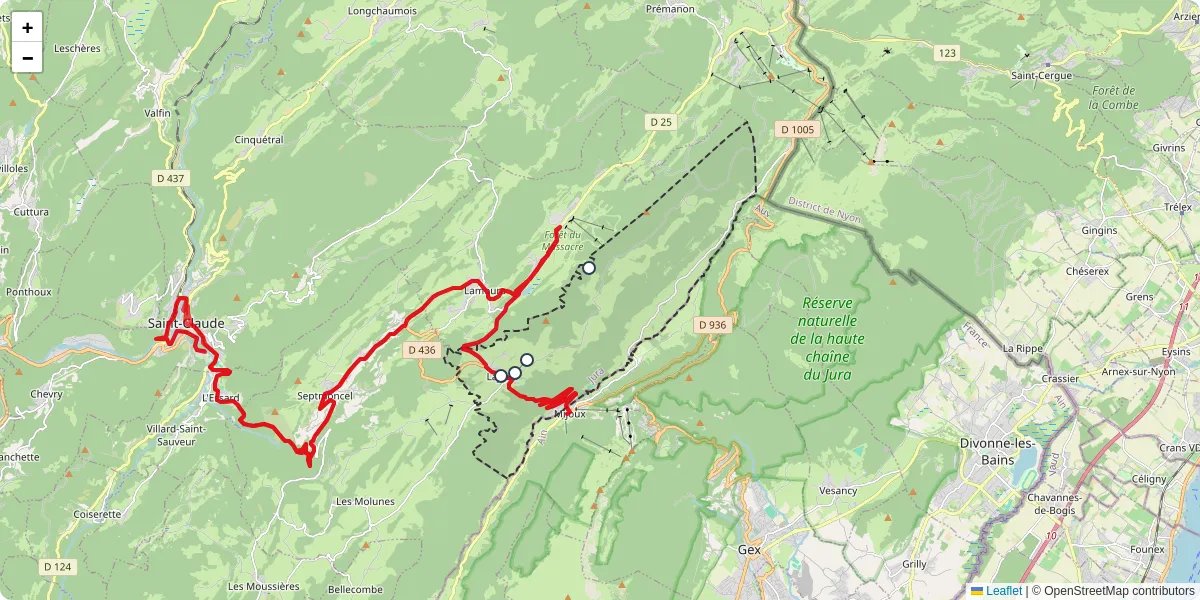 Carte du réseau de transport en commun à Lajoux - lignes de bus et arrêts