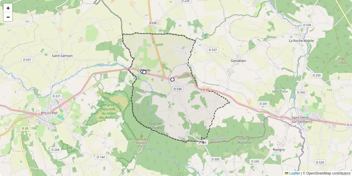 Carte du réseau de transport en commun à Lalacelle - lignes de bus et arrêts