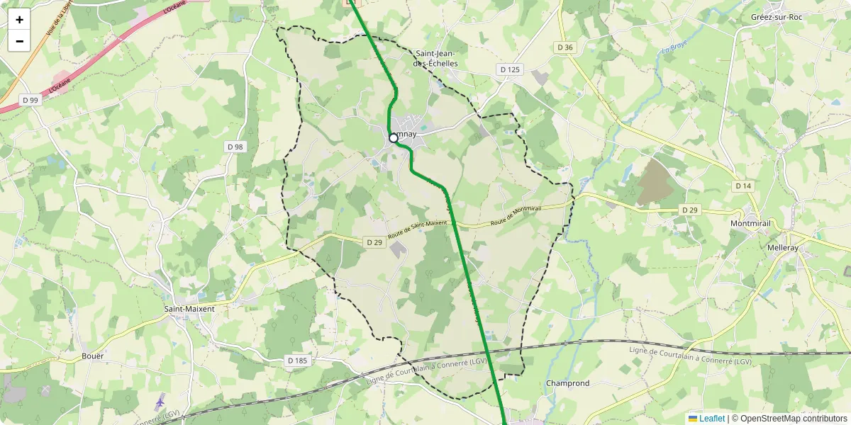 Carte du réseau de transport en commun à Lamnay - lignes de bus et arrêts