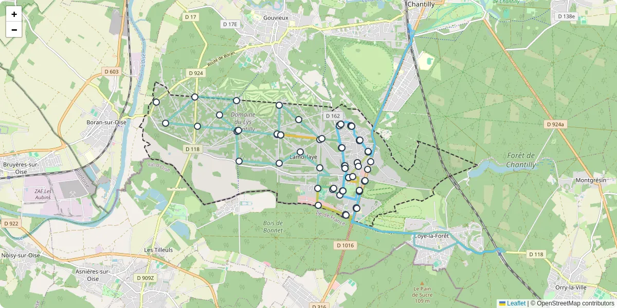Carte du réseau de transport en commun à Lamorlaye - lignes de bus et arrêts