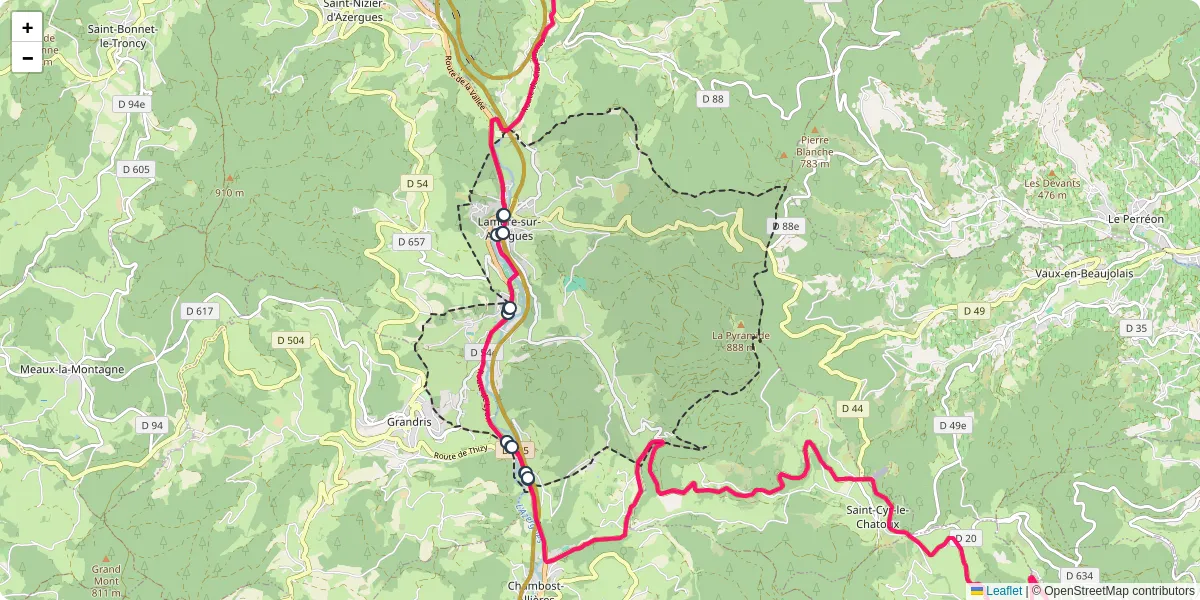 Carte du réseau de transport en commun à Lamure-sur-Azergues - lignes de bus et arrêts