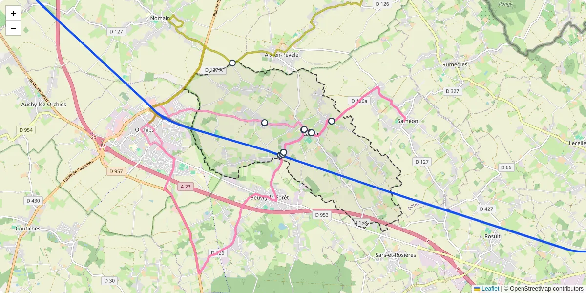Carte du réseau de transport en commun à Landas - lignes de bus et arrêts