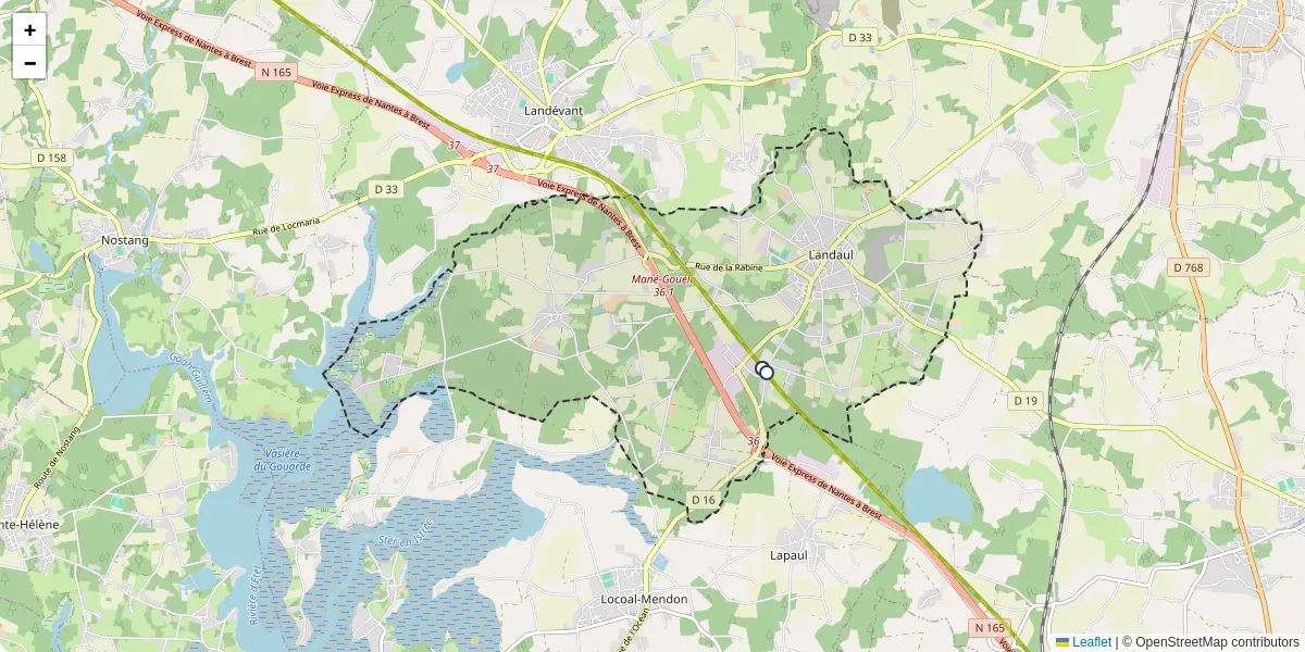 Carte du réseau de transport en commun à Landaul - lignes de bus et arrêts