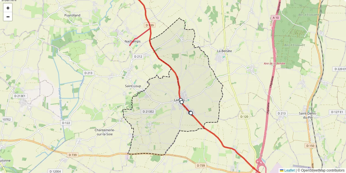 Carte du réseau de transport en commun à Landes - lignes de bus et arrêts