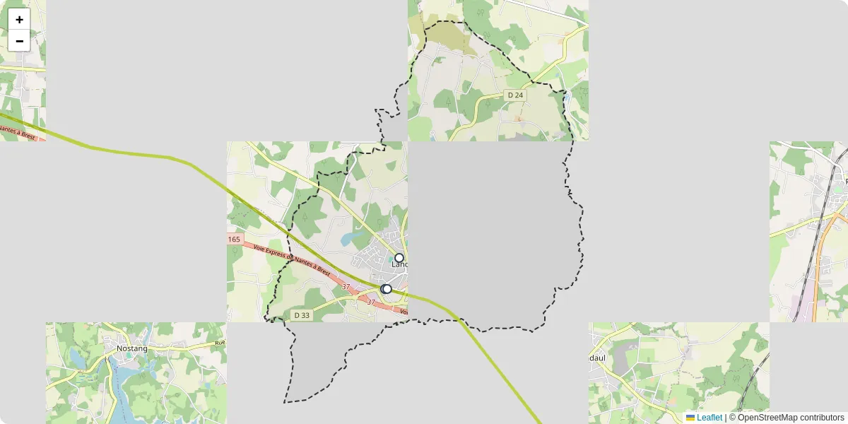 Carte du réseau de transport en commun à Landévant - lignes de bus et arrêts