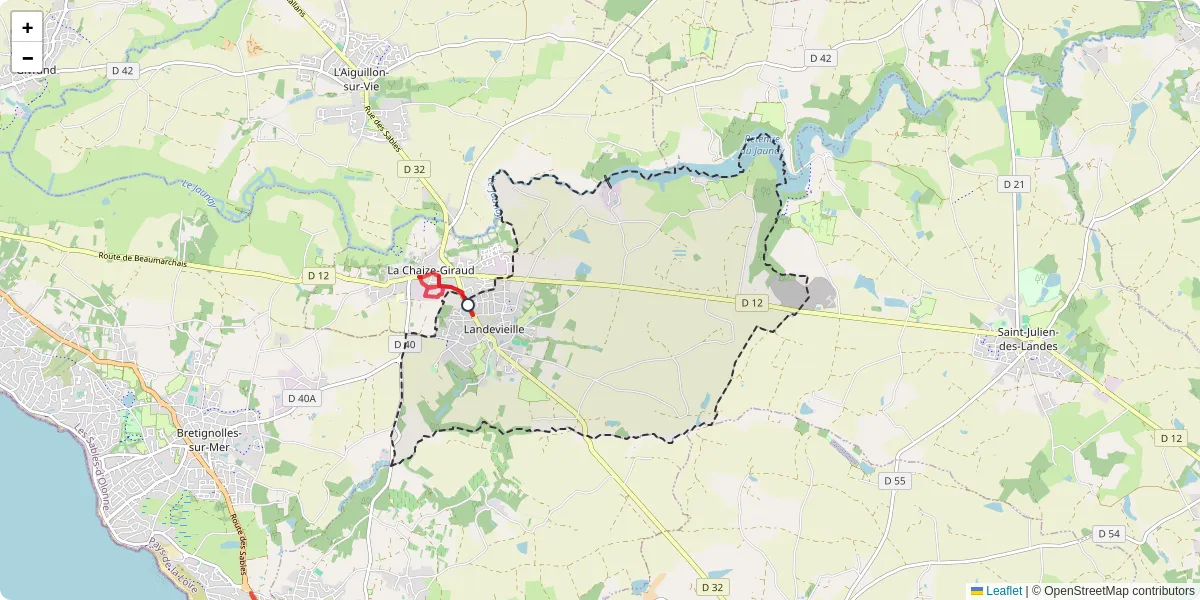 Carte du réseau de transport en commun à Landevieille - lignes de bus et arrêts