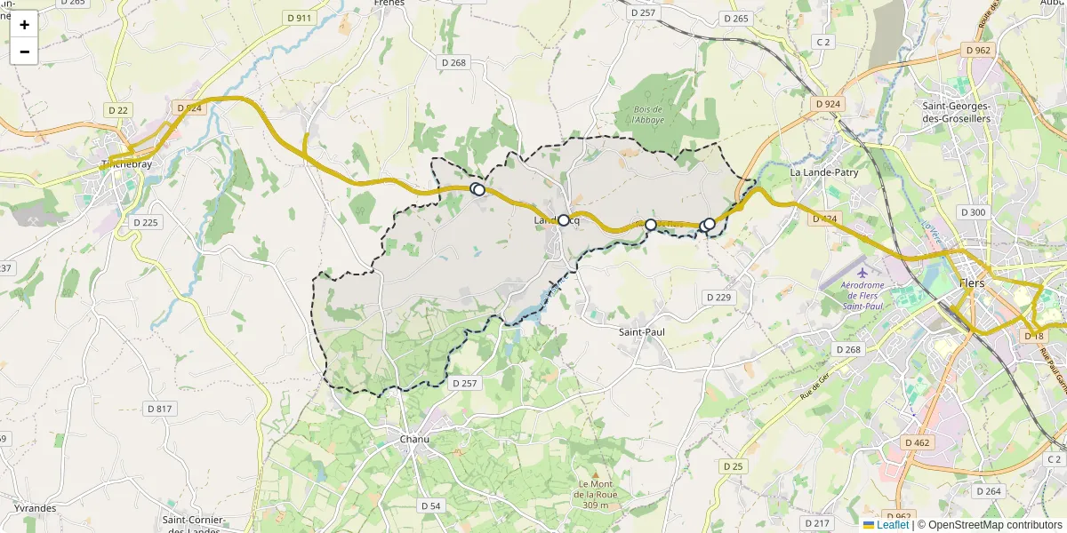 Carte du réseau de transport en commun à Landisacq - lignes de bus et arrêts