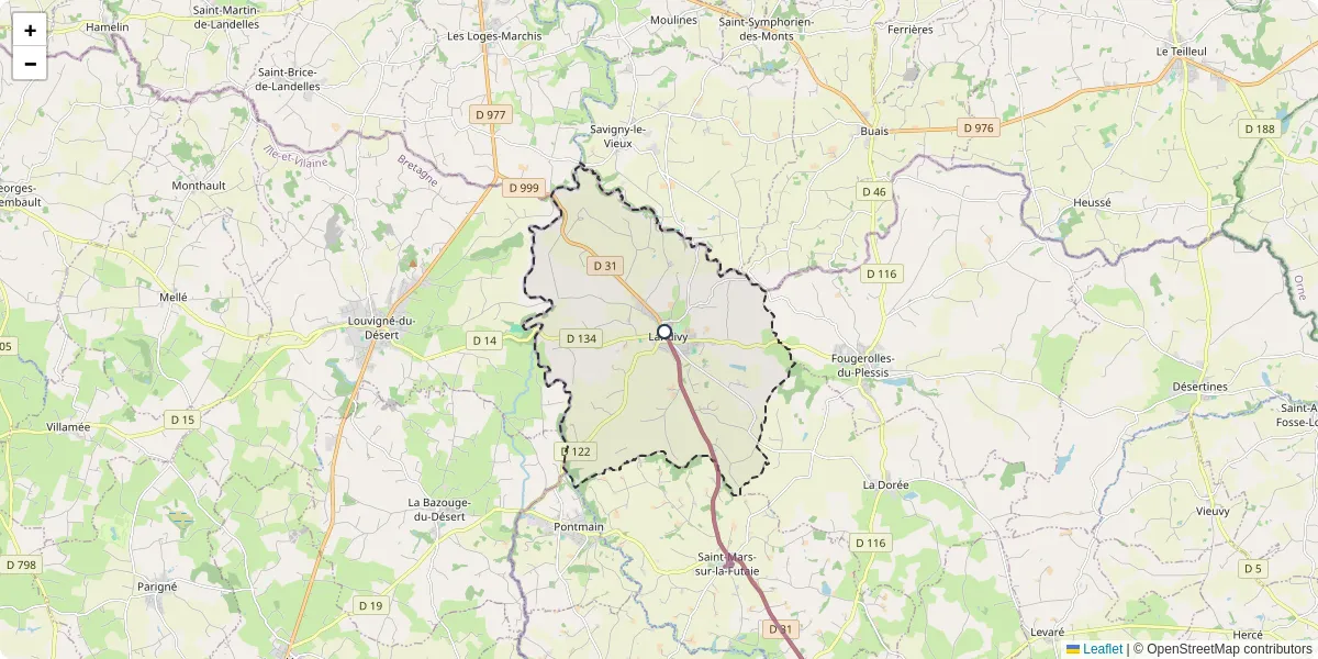 Carte du réseau de transport en commun à Landivy - lignes de bus et arrêts