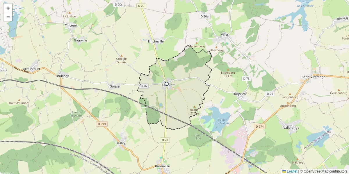 Carte du réseau de transport en commun à Landroff - lignes de bus et arrêts