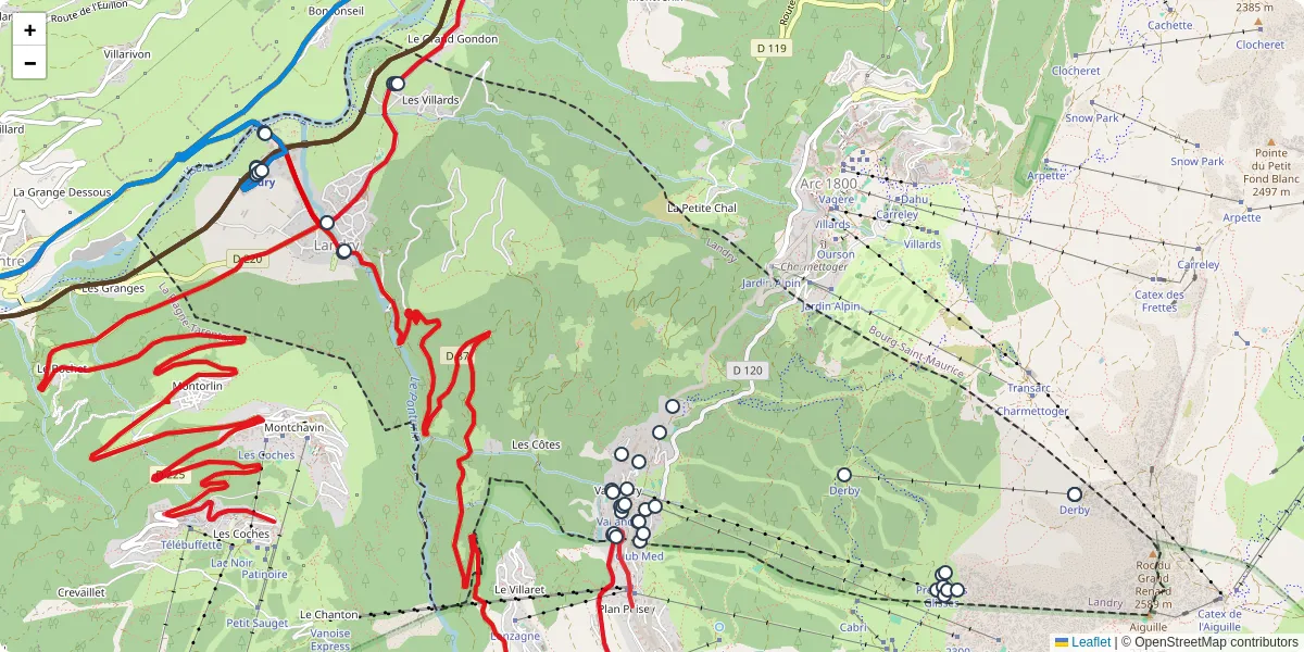 Carte du réseau de transport en commun à Landry - lignes de bus et arrêts