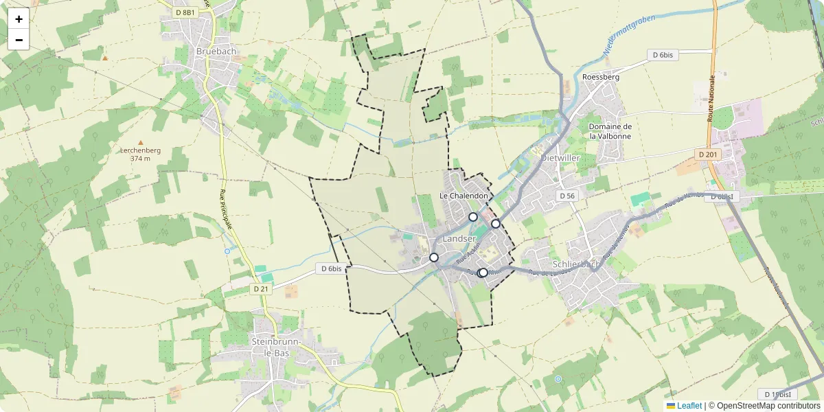Carte du réseau de transport en commun à Landser - lignes de bus et arrêts