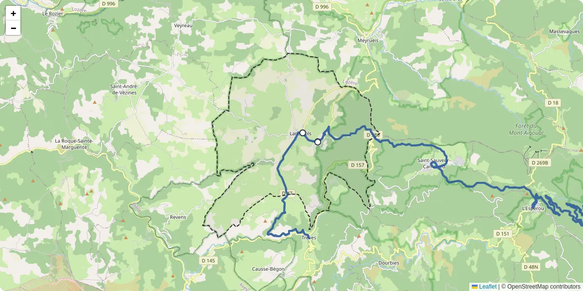 Carte du réseau de transport en commun à Lanuéjols - lignes de bus et arrêts