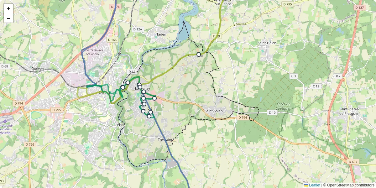 Carte du réseau de transport en commun à Lanvallay - lignes de bus et arrêts