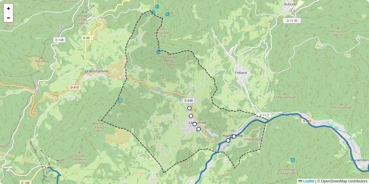 Carte du réseau de transport en commun à Lapoutroie - lignes de bus et arrêts