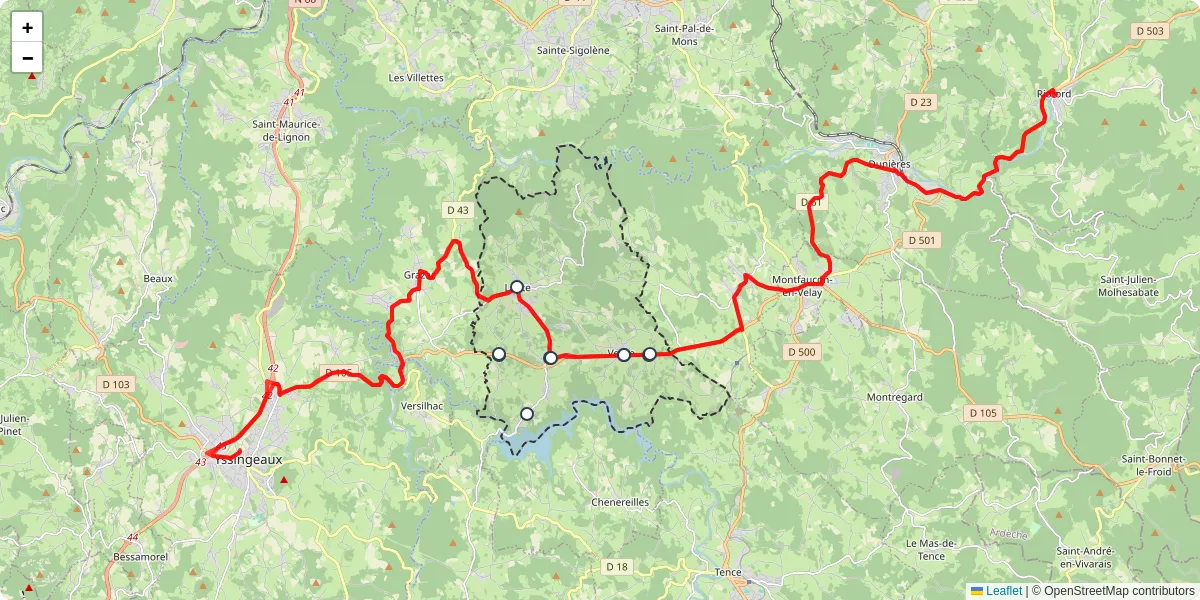 Carte du réseau de transport en commun à Lapte - lignes de bus et arrêts