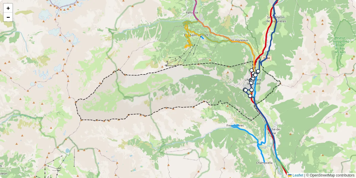 Carte du réseau de transport en commun à L'Argentière-la-Bessée - lignes de bus et arrêts
