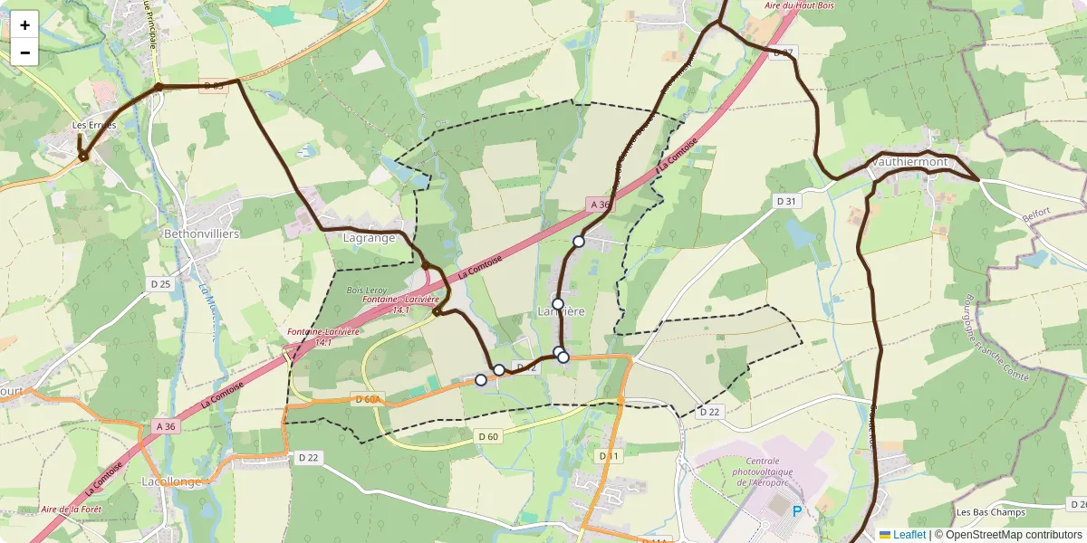 Carte du réseau de transport en commun à Larivière - lignes de bus et arrêts