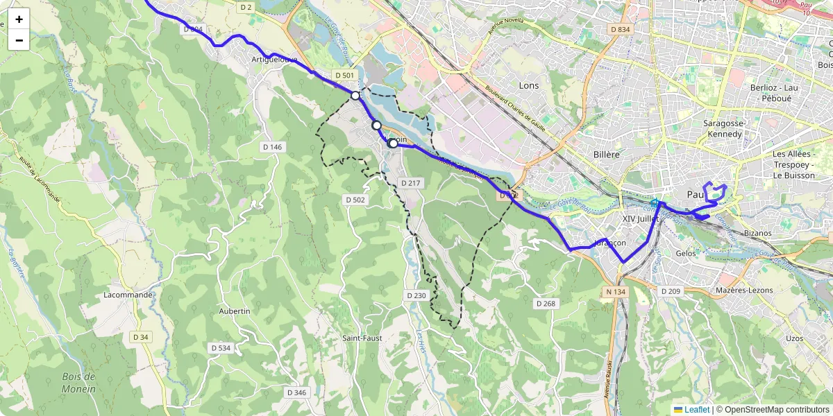 Carte du réseau de transport en commun à Laroin - lignes de bus et arrêts