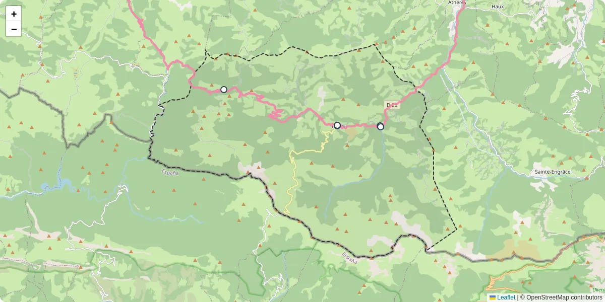 Carte du réseau de transport en commun à Larrau - lignes de bus et arrêts