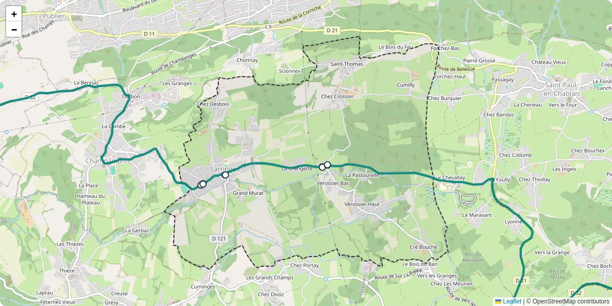 Carte du réseau de transport en commun à Larringes - lignes de bus et arrêts