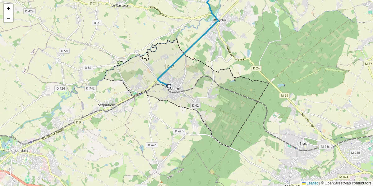 Carte du réseau de transport en commun à Lasserre-Pradère - lignes de bus et arrêts