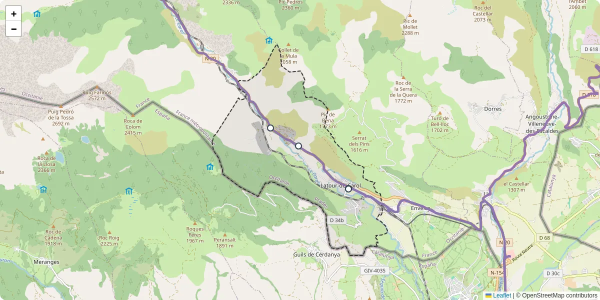 Carte du réseau de transport en commun à Latour-de-Carol - lignes de bus et arrêts