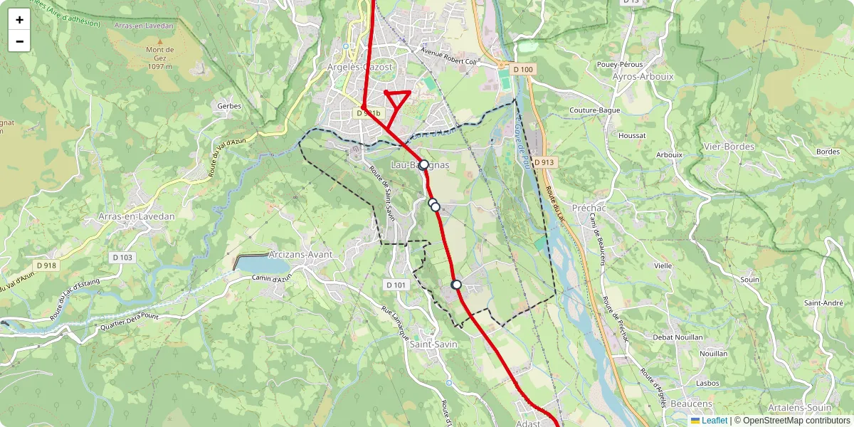 Carte du réseau de transport en commun à Lau-Balagnas - lignes de bus et arrêts