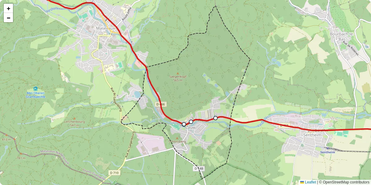 Carte du réseau de transport en commun à Lauw - lignes de bus et arrêts