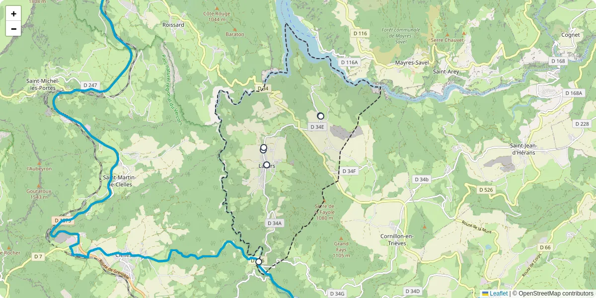 Carte du réseau de transport en commun à Lavars - lignes de bus et arrêts