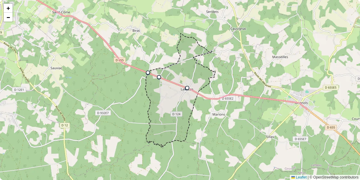 Carte du réseau de transport en commun à Lavazan - lignes de bus et arrêts
