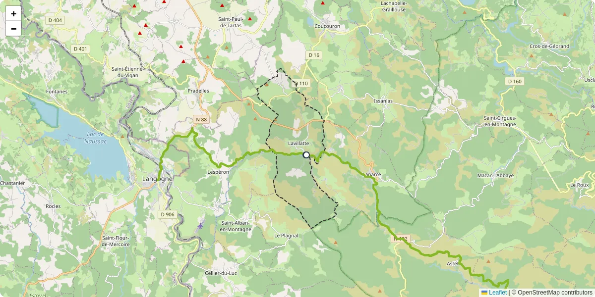 Carte du réseau de transport en commun à Lavillatte - lignes de bus et arrêts
