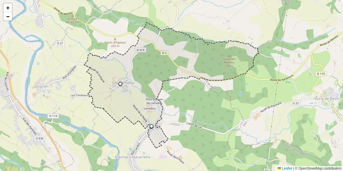 Carte du réseau de transport en commun à Lay-Lamidou - lignes de bus et arrêts